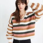 Madewell Balloon-Sleeve Pullover Sweater in Stripe Mix Size Large Photo 0