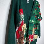Vintage Carly‎ St. Claire Christmas Cardigan Sweater Green Size M Photo 3