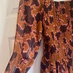 Nine West size medium brown purple floral sheer smocked long sleeve blouse Photo 3