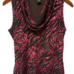 EXPRESS Y2K Velvet Goth Burnout Zebra Rose Cowl Neck Sleeveless Top Women Med Photo 0