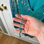 Retrofête Retrofete Tara Sequin Crochet Lone Sleeve Mini Dress in Aquamarine M/L Photo 6