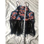 Forever 21 Strappy floral black tank top with fringe size M Photo 6