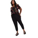 Torrid  Plus Size‎ 3X Top Rayon Crepe Smocked Cold Shoulder Floral Black Boho 299 Photo 1