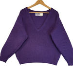 Cambridge Dry Goods Company Purple V Neck Ribbed Knit 100% Pure Wool Sweater M Size M Photo 0