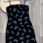 Vintage Y2K velvet butterfly‎ embroidered spaghetti strap mini dress Black Photo 0