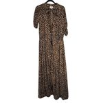 Unique Vintage  Leopard Print Button Front Maxi Dress With Tie Neck Size 1X Photo 7