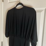 Boohoo Lola silky wrap over flared Black bodysuit top Women's NWT size 12 Photo 7