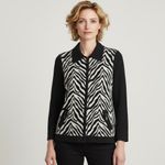Misook  Black & White Zebra Print Knit Jacket – Size Small Petite Photo 1
