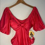 NEW Fe Noel x Target Pink One Piece Swimsuit Metallic Puff Sleeve Sexy Cutout XL Photo 4