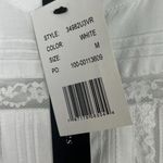 NWT Violets & Roses Puff Sleeve Lace Detail Button Front Shirt Size Medium M NEW White Photo 5