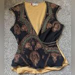 Euro 100% Silk Beaded Top Black Size L Photo 0