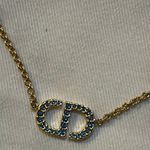 Christian Dior PETIT CD NECKLACE Gold-Finish Metal and Blue Crystals Photo 6