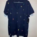 a.n.a  Navy With All Over Cactus Print V-Neck T-shirt Size Extra Large New Photo 0