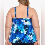 Swim Solutions Women’s Plus Floral Underwire Tankini Swim Top, NWT, Size 16W Blue Photo 2