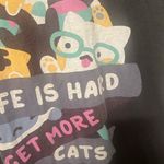 Cat Graphic Tee “Life is Hard. Get more cats” gray soft cotton side large Photo 4