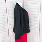 Chico's  Textured Silk Mandarin Collar Open Front Bomber Jacket Black Large 12 Photo 2