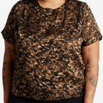 T Tahari Black/Carmel Marble Burnout Top Plus Size 1X Photo 0