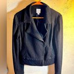 Halogen  black jacket, moto style, beautiful upscale design, size M, rayon/poly Photo 0