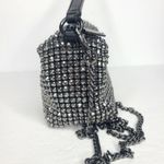 Madison West ‎ Rhinestone 2 Way Top Handle Chain Crossbody Purse Bag Silver Black Photo 2