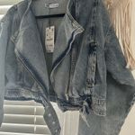 ZARA  Denim Moto Zip Up Cropped Jacket  Photo 1
