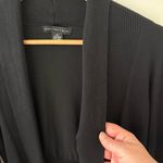 Joan Vass  Dressy Long Open Cardigan Tie Cuffs Ribbed Detail at Waist. Size XL. Photo 3