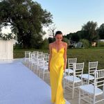 ZARA  golden Yellow Maxi satin corset bodycon formal Dress evening party wedding Photo 7