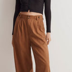 Madewell NWT Harlow Wide Leg Pants Women’s Size 12 Acorn Brown Linen Blend Photo 0