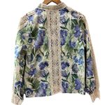 Anthropologie  Especia Lace Button Front‎ Marigold Top Blue Motif Size Small Photo 4