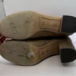 Donald Pliner  Women's Greco Tan Leather Peep Toe Stacked Block Heel Booties 10M Photo 6