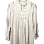 Vintage Pink Satin Long Nightgown Modest Sleepware Embroidered Pockets u Size L Photo 1