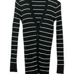 Vince Ribbed Stripe Cardigan Black White Women’s Medium Cotton Long Layering Photo 0