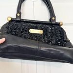 Betsey Johnson Vintage Genuine Leather black ruffle shoulder bag Photo 5