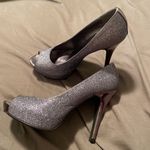 Jacqueline Ferrar  Silver Sparkle Glitter Peep Toe Heels Photo 2