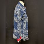 Tizzie Lizzie Blue Paisley button up red and white plaid cuffs fringe bottom Photo 2