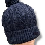 Abercrombie & Fitch Navy Cable Knit Hat Winter Cap Beanie Preppy Ski Pom Pom Photo 0