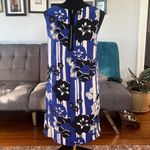 Anthropologie  Maeve Blue and Black Silk Floral shift  Dress Size 8 Photo 2