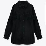 ZARA Oversized Black Fringe Jacket Photo 3