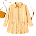 Coldwater Creek  Linen Blend Button Front Tunic Top Beige Plus Size 3X Pockets Photo 0