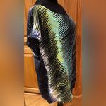 Loft Ann Taylor   Multi-Color Abstract Stripe Print Cap Sleeve Blouse Size XL‎ Photo 2