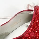 Saint Laurent Skate Red Glitter Sneakers Lace Up Low Top Size 37 Photo 3