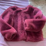 Thalia Sodi Super Soft Maroon Fuzzy Jacket Photo 0