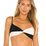 l*space L* Ringo Bikini Top in Black & Cream Size Small NWT Adjustable Photo 0