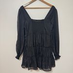 Altar'd State Altar’d State Black Reed Shimmer Dress Size Medium Ruffle Holiday New Year Party Photo 4