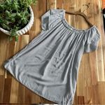 Striped Top Flutter Sleeve Navy blue & Cream Thin Ticking Stripe Cozy Cottage Size 14W Photo 4