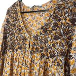 ZARA The Amy Mini Dress Long Sleeve Mustard Floral Oversized Boho Festival Small Photo 9