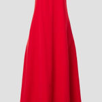 STAUD  Ilana Red High Neck A-Line Short Sleeve Long Cocktail Dress Size Small Photo 0