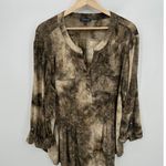 Sami & Jo  Tunic Women 3X Brown Cream Tie Dye Roll Tab Artsy Dark‎ Goth Grunge Photo 0