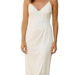 BHLDN Caron V-Neck Tulip Hem Crepe Dress in White size 4 Photo 0