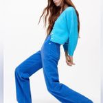 ZARA NWT Blue Corduroy Wide Leg High Waist Full Length Pants Size 12 Photo 6