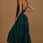 Lulus  Forest Green Teal Flowy Tiered Maxi Dress NWT Photo 1